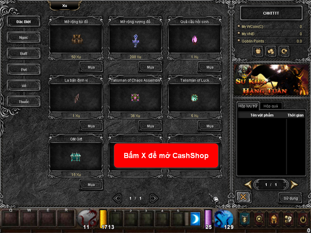 Chức năng chính của Game MU Tái Sinh